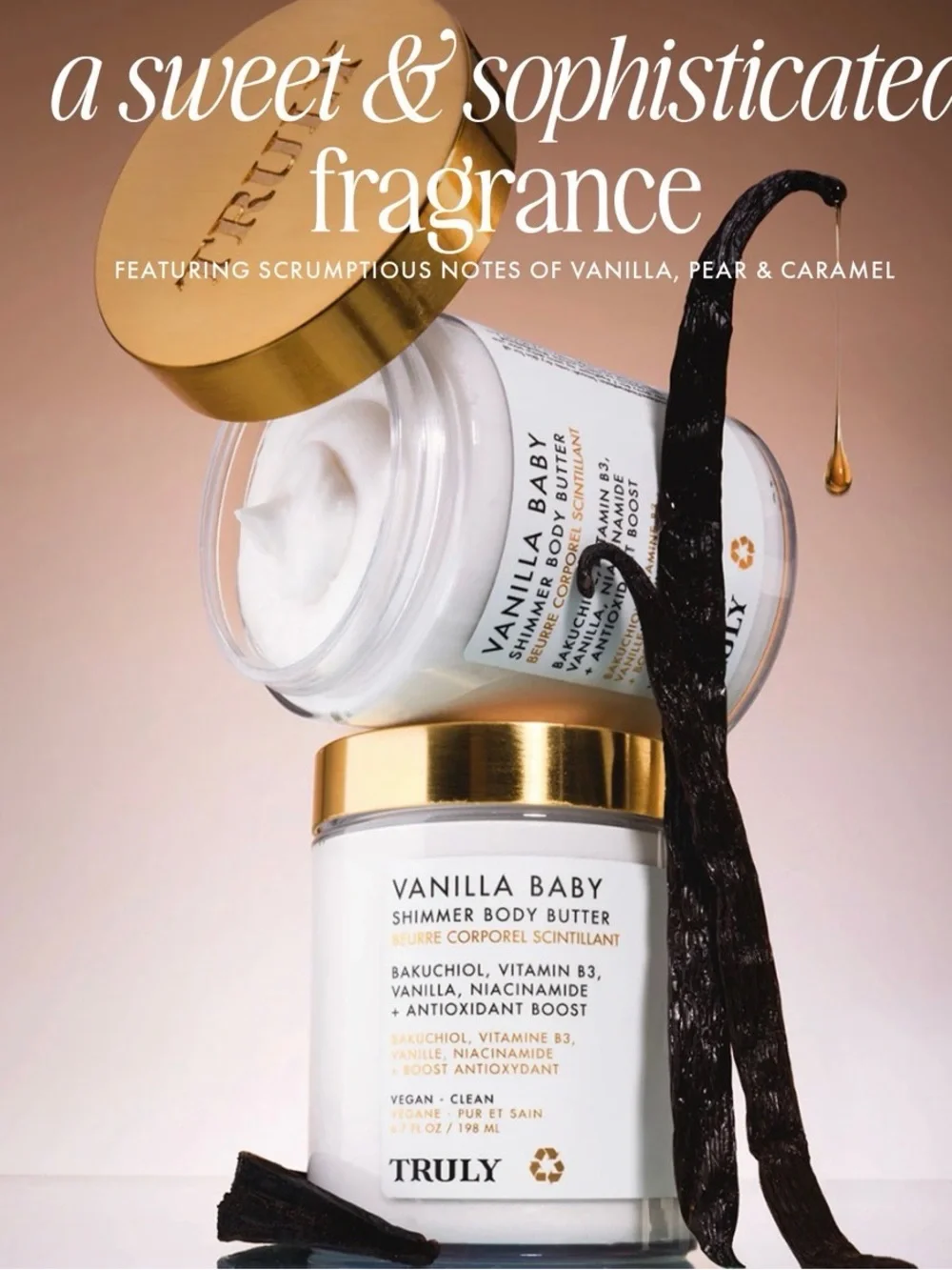 TRULY Vanilla Baby Shimmer Body Butter.  Smoothing Shimmer Body Moisturizer. New